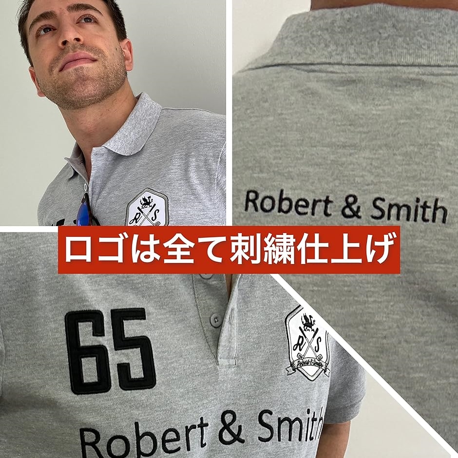 ポロシャツ メンズ 半袖 裾 リブ加工 ゴルフウェア 100% コットン 刺繍