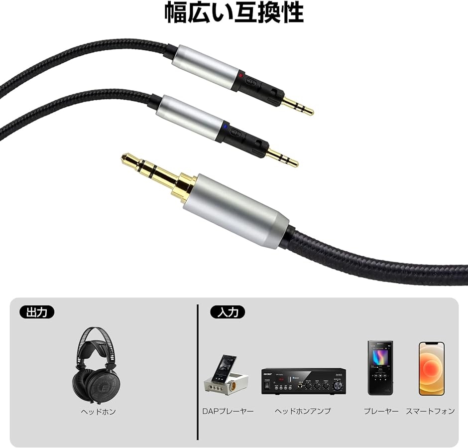 TCR70X ヘッドホンケーブル 交換ケーブル イヤホン・ヘッドホン用 Audio-Technica用 OFC 4芯( 4.4mm)｜horikku｜05