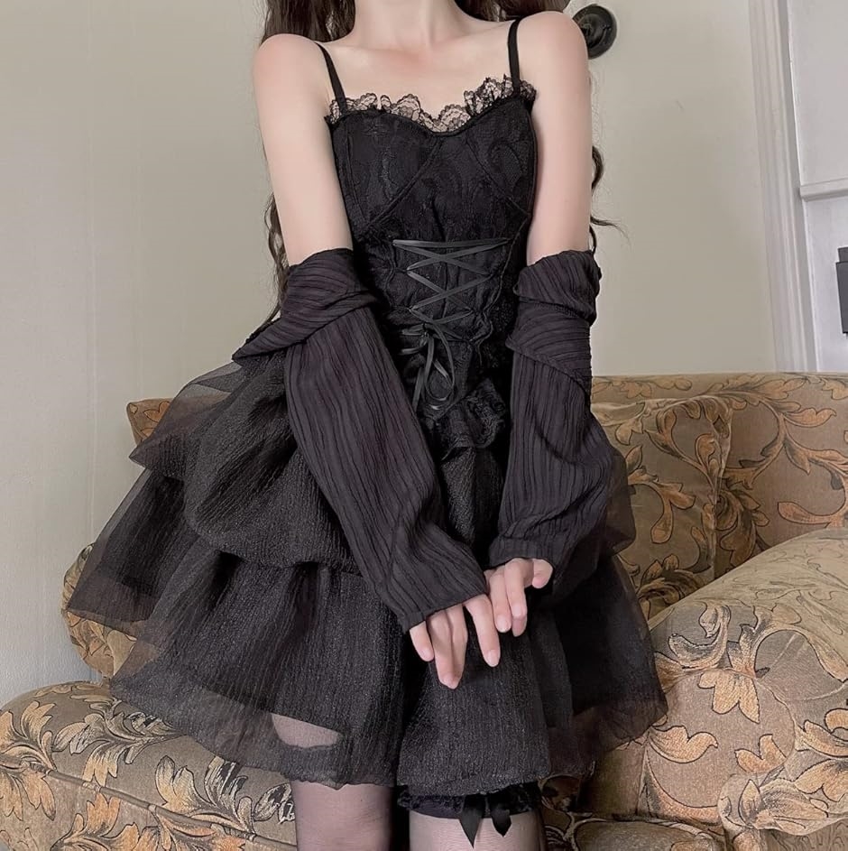 【504】 メイド服 コスプレ ビスチェ スカート レース フリル ブラック 504】 メイド服 コスプレ ビスチェ スカート レース フリル ブラック