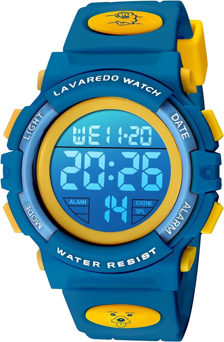 子供 デジタル腕時計 キッズ 防水腕時計 スポーツウォッチ 多機能 50M防水 LED表示 アラート MDM( 07-グリーン-イエロー)
