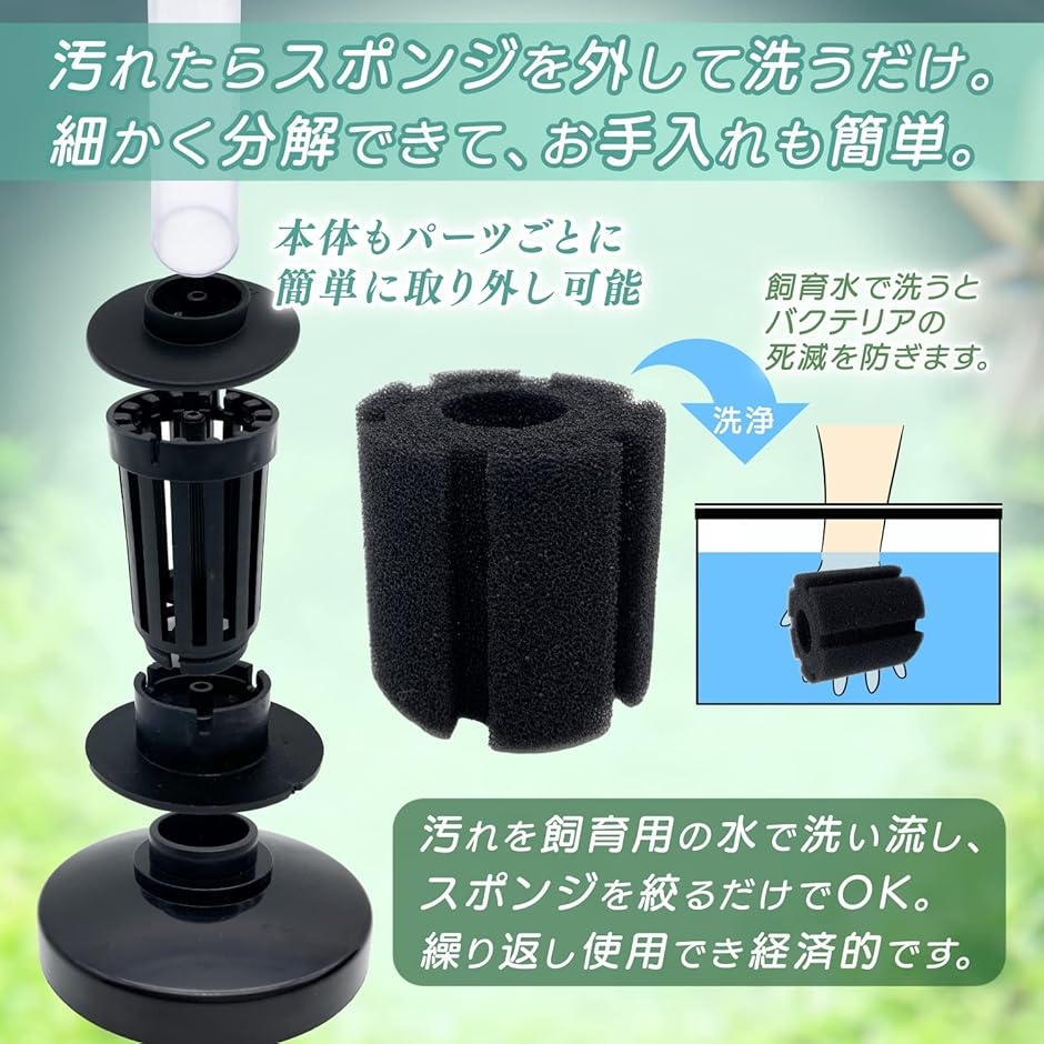 スポンジフィルター 水槽 投げ込み式 ろ過装置 交換用 取替え