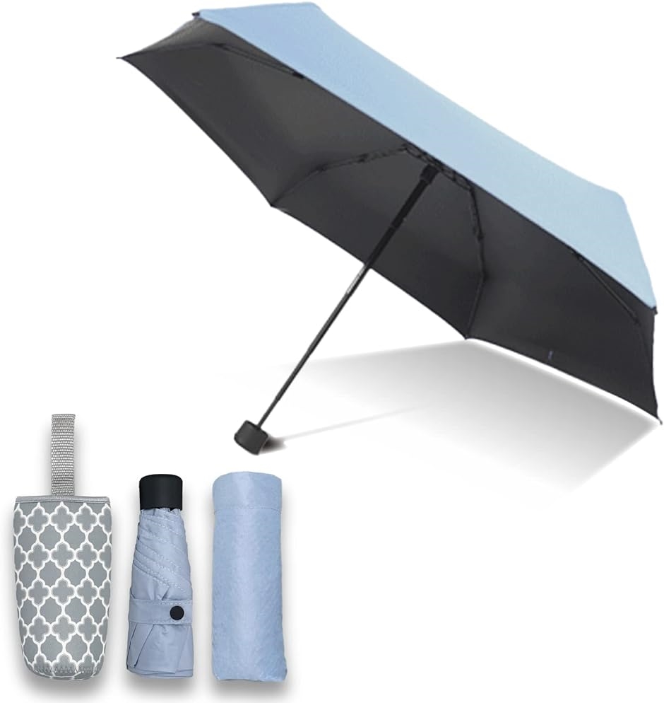 母の日 改良型 折りたたみ傘 日傘 軽量 205g コンパクト 防滴カバー付 UVカット 99.95％ 遮光 遮熱( ペールブルー)｜horikku