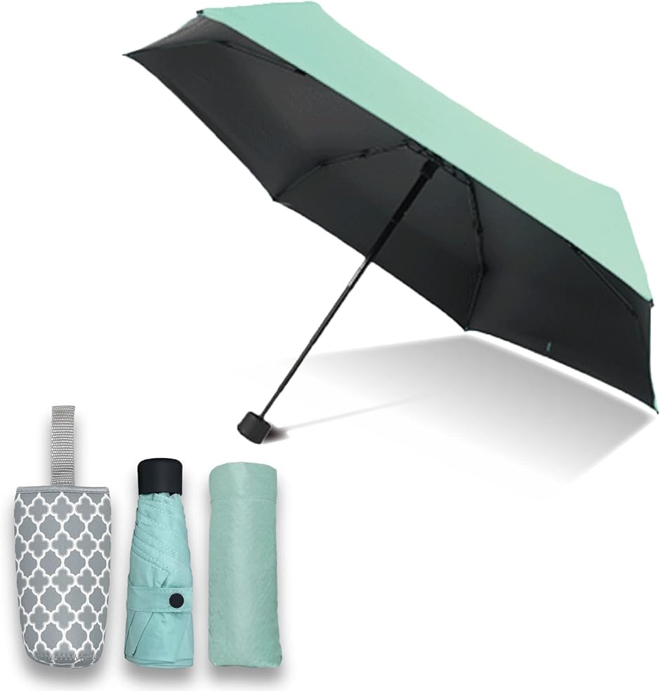 母の日 改良型 折りたたみ傘 日傘 軽量 205g コンパクト 防滴カバー付 UVカット 99.95％ 遮光 遮熱( アイスグリーン)｜horikku