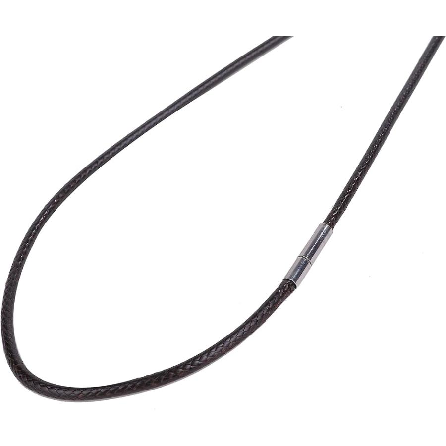 メンズ チョーカー ネックレス チェーン 紐 ステンレス ワックスコード アクセサリー( ブラウン,  60cm)