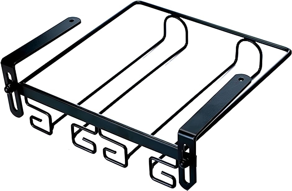 ブラックメタル ワイングラスホルダー 収納 展示品 ワイングラスホルダー 高さ調整可能 吊り下げ グラス収納 穴あけ不要