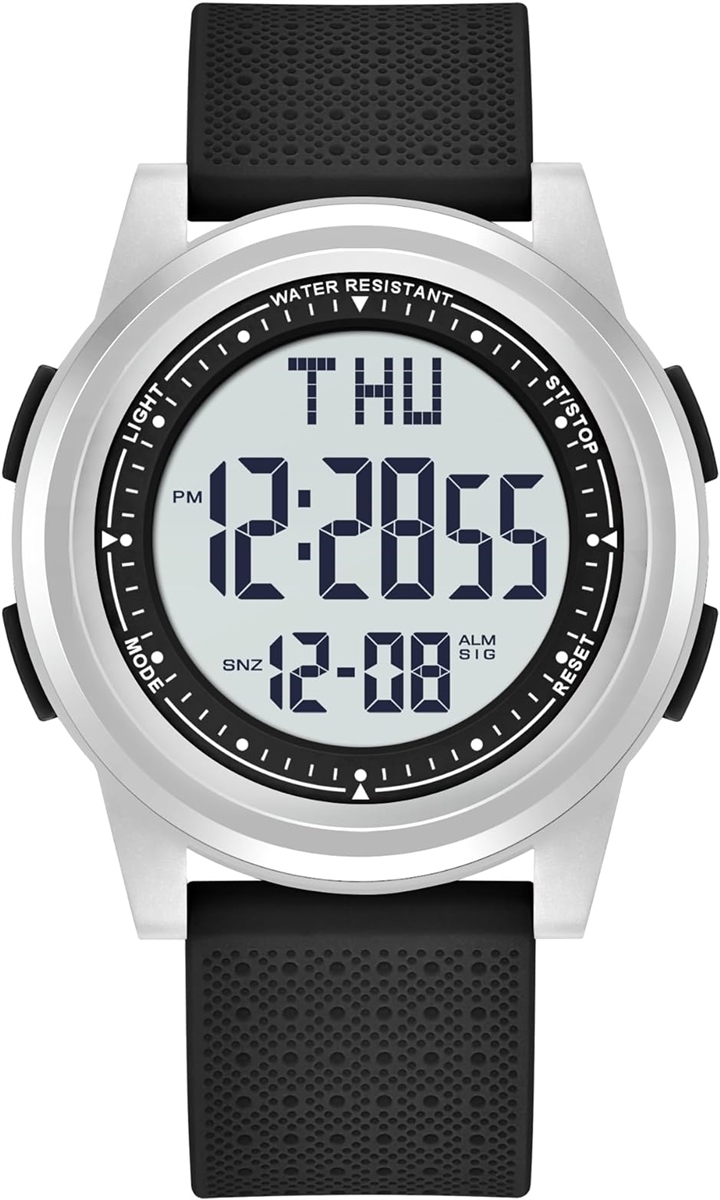 Yahoo! Yahoo!ショッピング(ヤフー ショッピング)腕時計 デジタル メンズ スポーツウォッチ 超薄型腕時計 男女兼用 防水 多機能付き デジタル腕時計（ 08-シルバーとブラック）
