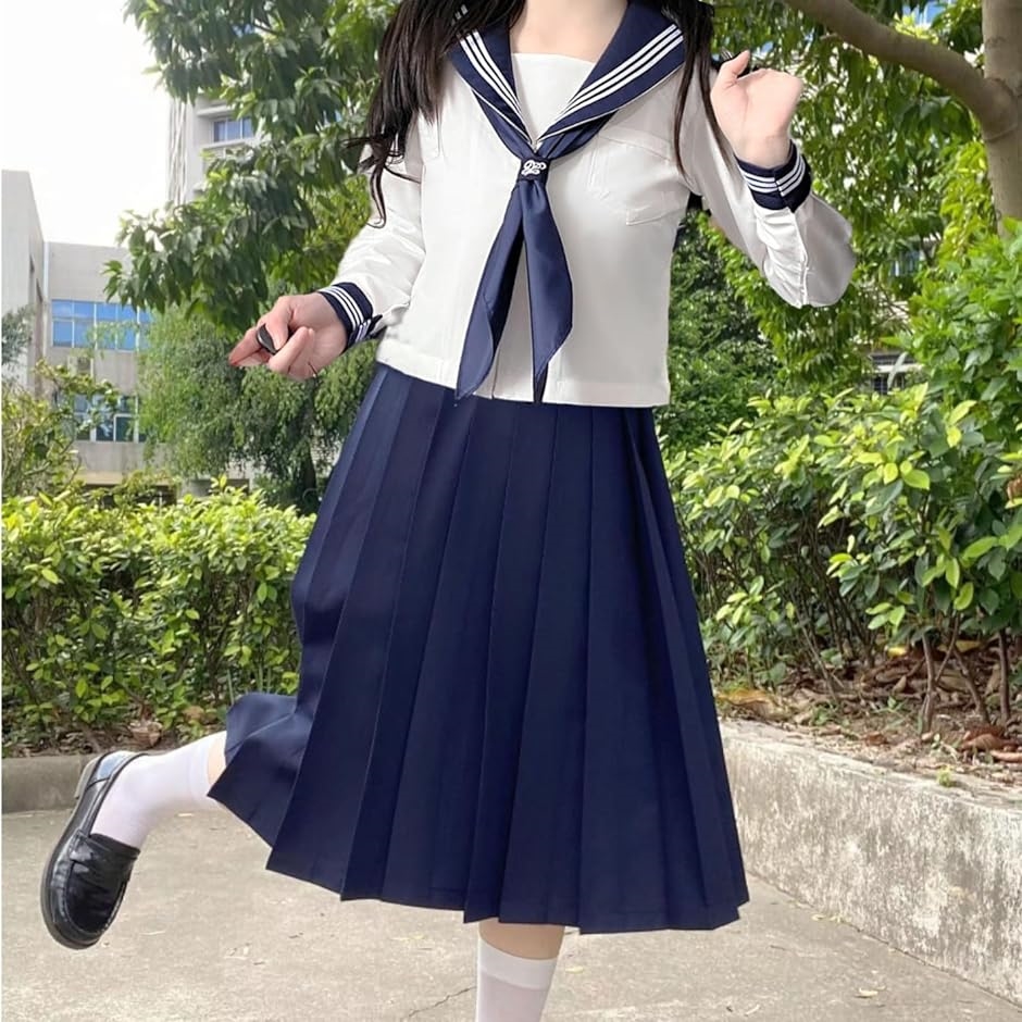 セーラー服 スカート スカーフ 上下 3点セット コスプレ 制服 女子学生服 コスチューム( XL)