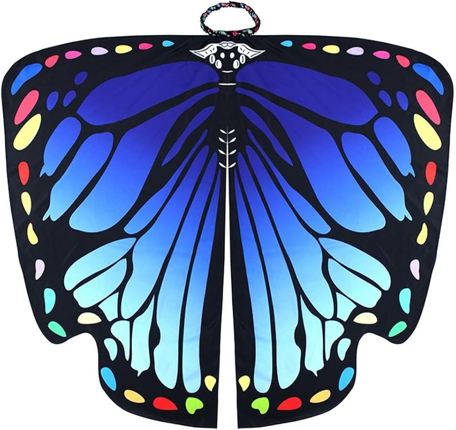 蝶の羽根 マント 妖精 衣装 ショール レディース コスプレ ハロウィン ダンス( ダークブルー)