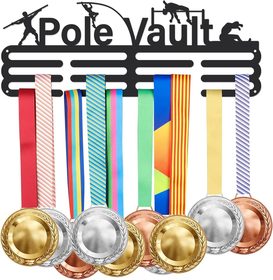 棒高跳びメダルホルダー Pole Vaultメダルディスプレイハンガー 壁掛け鉄製フック メダル収納 メダルフック( 棒高跳び)
