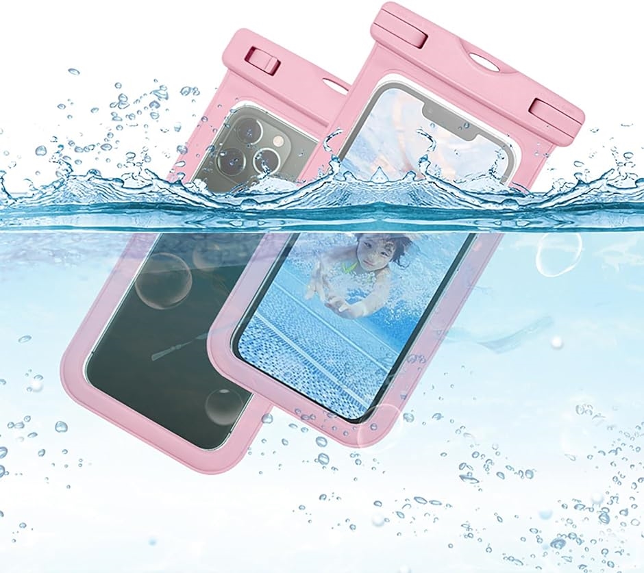 2枚セット スマホ 防水ケース IPX8 海 プール 風呂 顔認証 水中 撮影 タッチ可能 MDM( ピンク)｜horikku