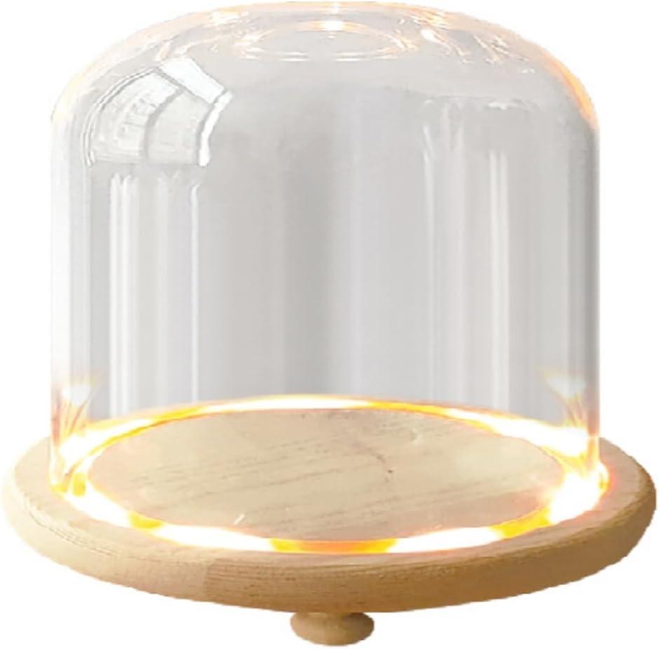 透明ガラスドーム LED付き コレクションケース ショウケース ショーケース( 12cmx12cm,  12cmx12cm)｜horikku