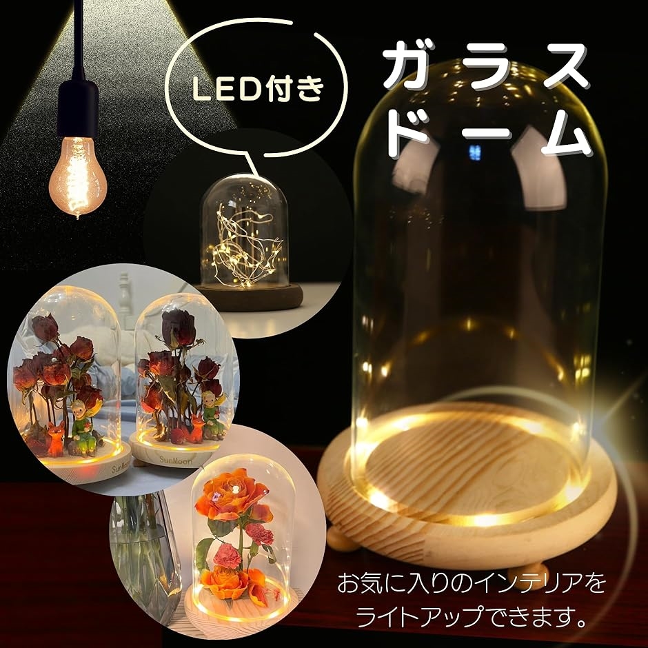 透明ガラスドーム LED付き コレクションケース ショウケース ショーケース( 12cmx12cm,  12cmx12cm)｜horikku｜02