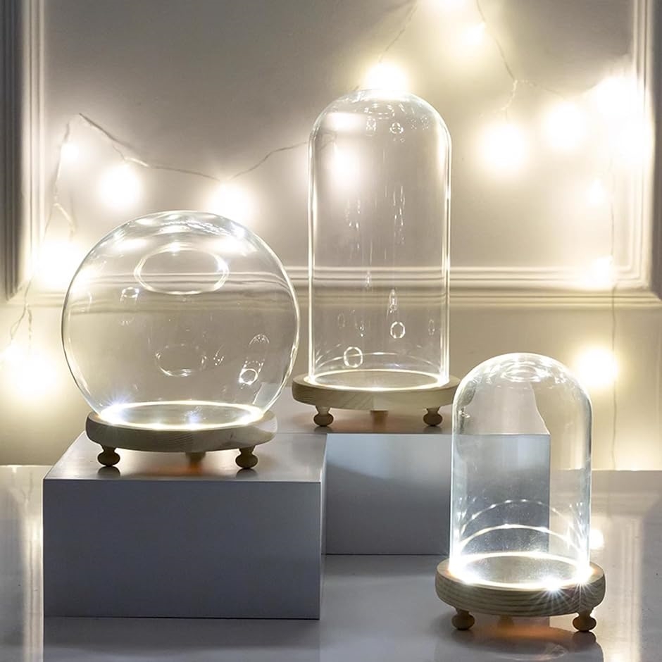透明ガラスドーム LED付き コレクションケース ショウケース ショーケース( 12cmx12cm,  12cmx12cm)｜horikku｜05