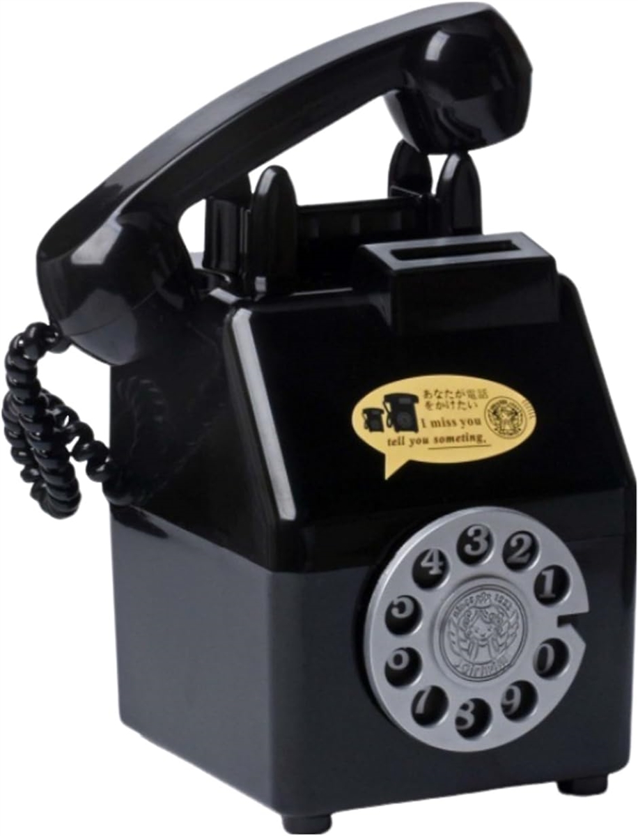 貯金箱 公衆電話型 レトロ アンティーク インテリア雑貨 おもちゃ おもしろ雑貨 ダイヤル式( ブラック)｜horikku