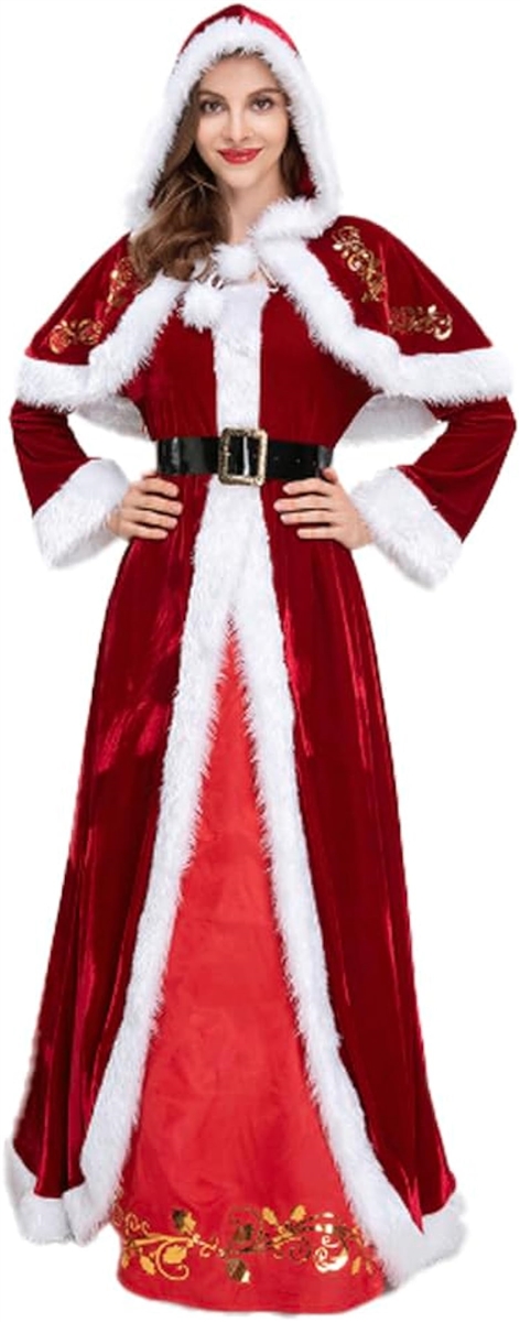 サンタ コスプレ ワンピース ロング レディース 衣装 仮装 イベント クリスマス( L)