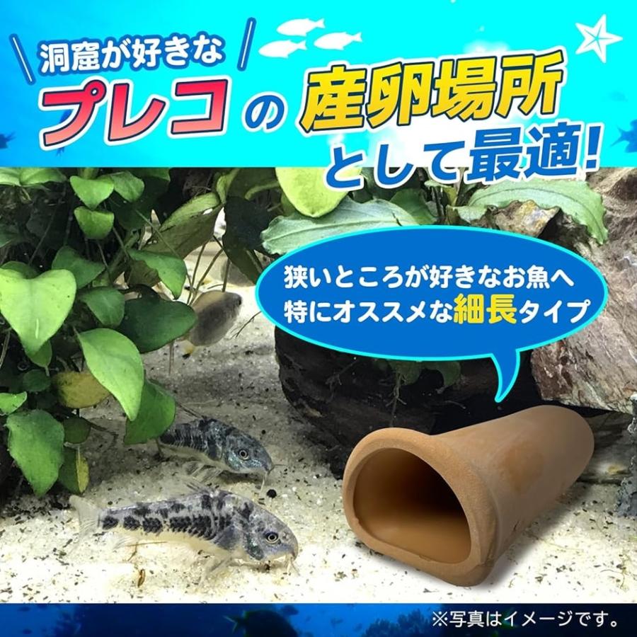 産卵 シェルター 筒 熱帯魚 アクアリウム 陶器 土管 洞窟 ザリガニ エビ プレコ 3個 セット( 3個セット)｜horikku｜02