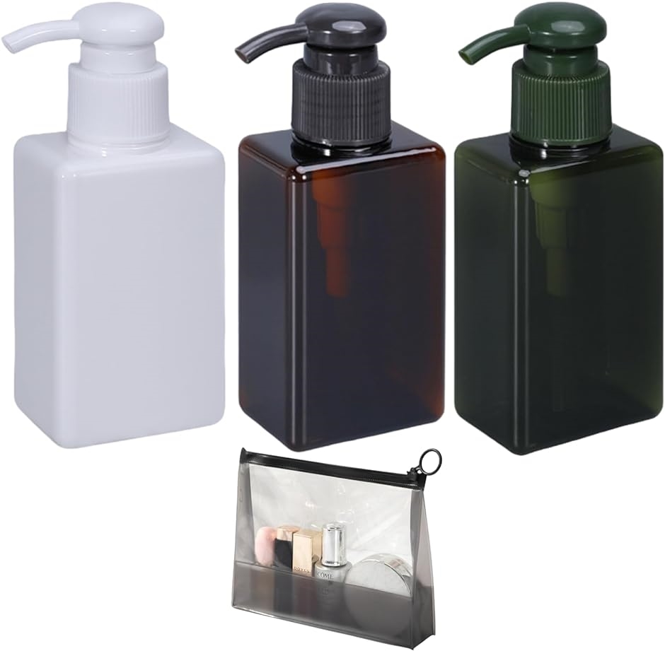 トラベルボトル セット 3in1 シャンプー トリートメント 化粧水 リングファスナー グリーン( グリーン 、ホワイト、ブラウン)｜horikku