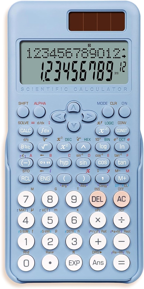 関数電卓 スライド式ハードカバー付き 401関数・機能 微分積分・統計計算・数学自然表示 2行表示 関数計算機 数学電卓( ブルー)｜horikku