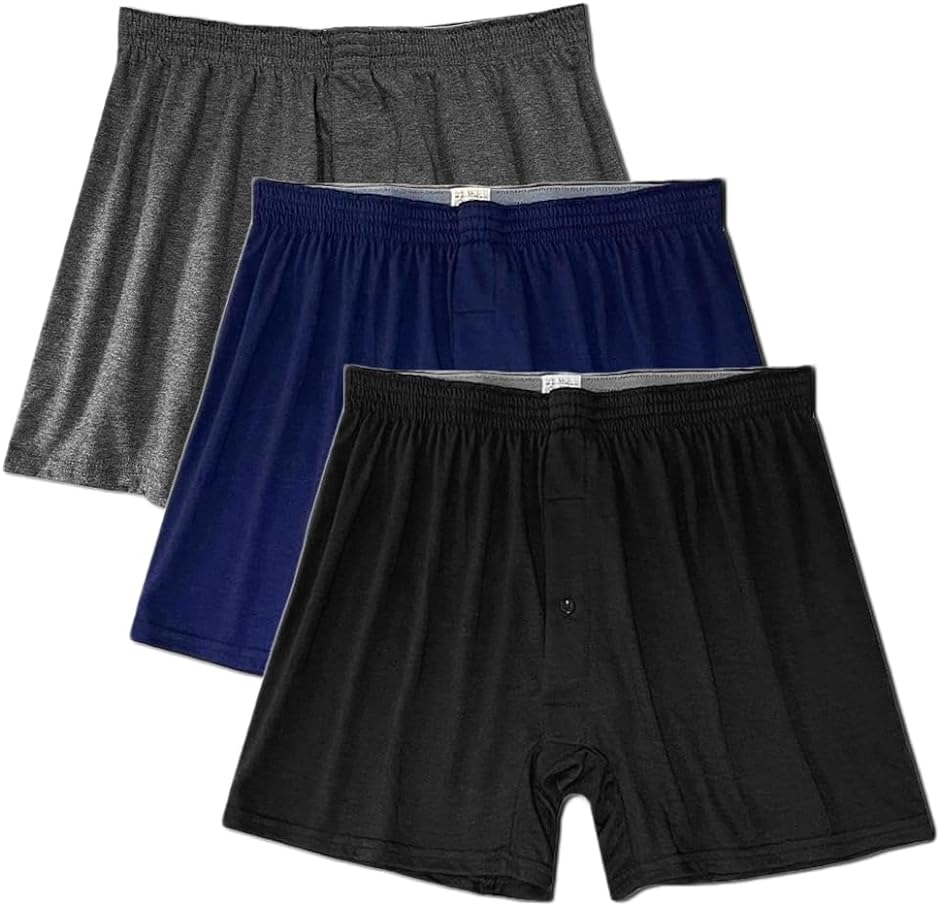 Yahoo! Yahoo!ショッピング(ヤフー ショッピング)ニット トランクス 3枚セット メンズ 下着 インナー ゆったり シンプル 無地 前開き 男性（ MIX,  LL Regular）