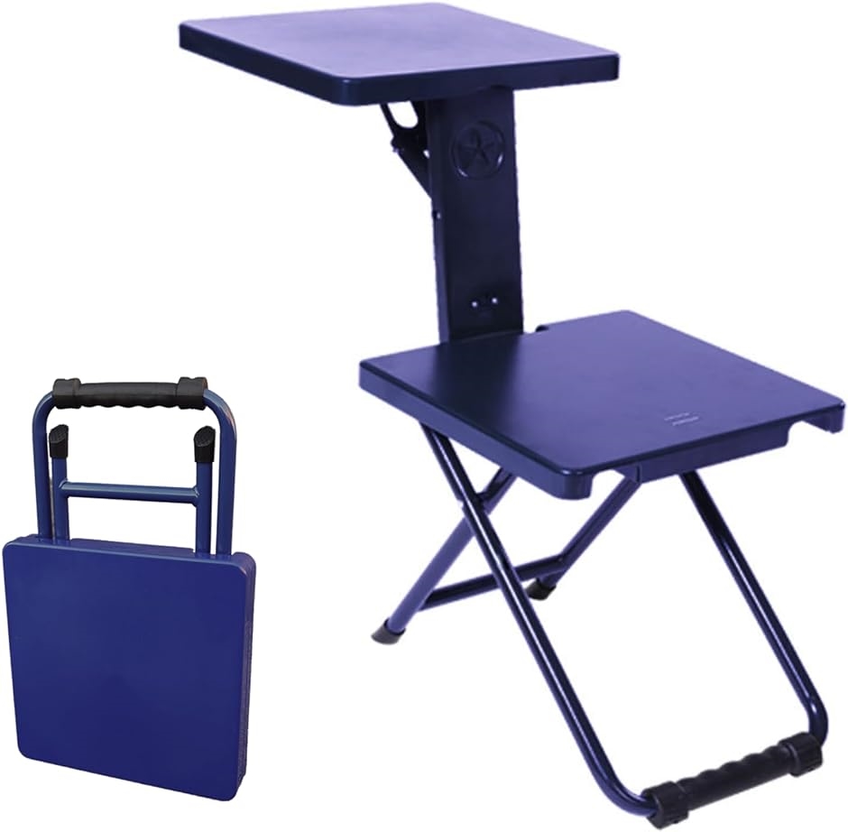 折りたたみ椅子 テーブル付き 一人用 アウトドアチェア 折り畳み キャンプ( ブルーパープル,  フリーサイズ)