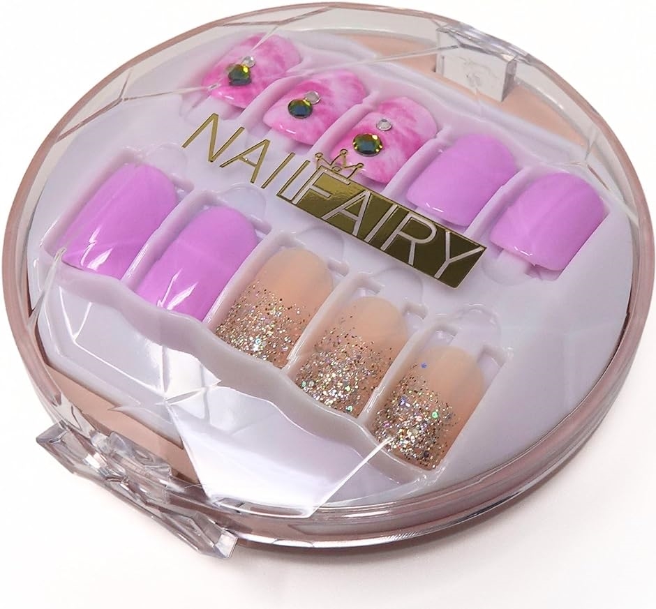 Yahoo! Yahoo!ショッピング(ヤフー ショッピング)ネイルチップ ショート 30枚 付け爪 短め ピンク 可愛い NAILFAIRY（ ピンク パープル ベージュ ゴールド,  ショート）