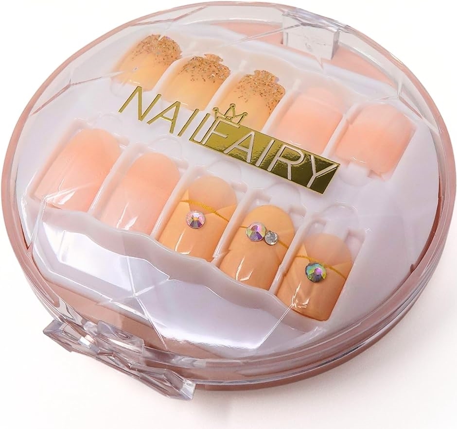 ネイルチップ ショート 30枚 付け爪 短め ベージュ 可愛い NAILFAIRY( ベージュ ゴールド,  ショート)