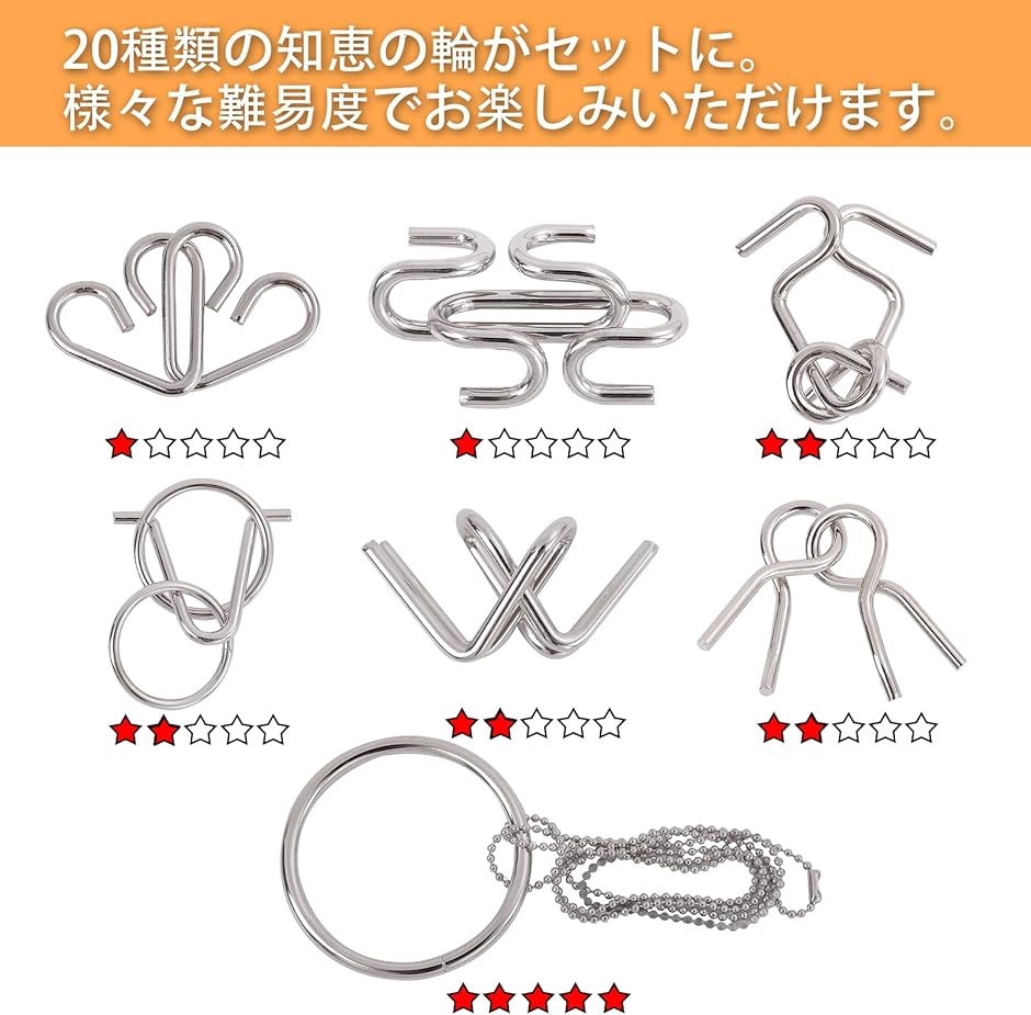 知恵の輪20点セット 大人向けパズル 暇つぶし チャイニーズ