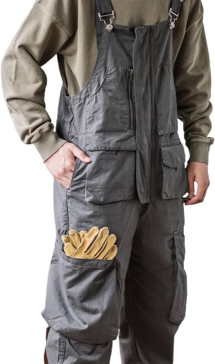 メンズ アメリカンレトロ 作業着サロペット ボタン付き ロング 作業服 