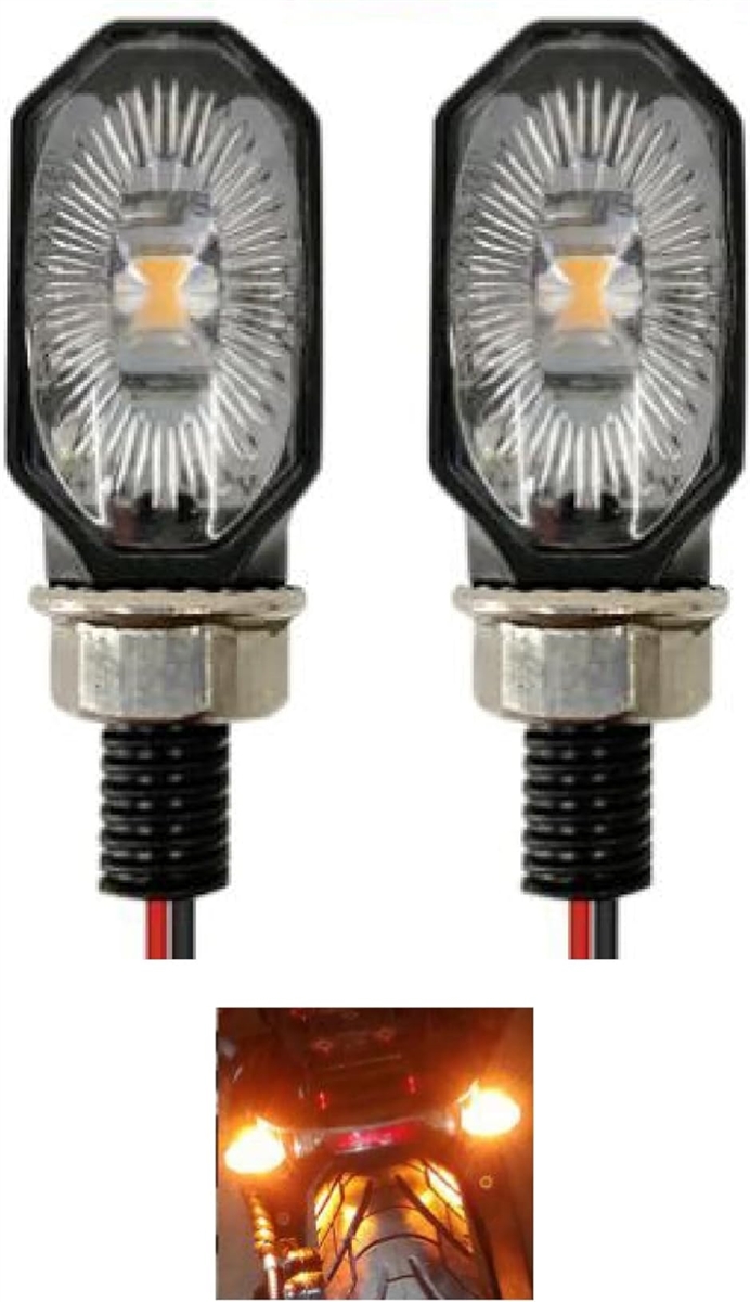 バイク 高輝度 LED ウインカー ライト ミニ 小型 IP67防水 カブ スーパーカブ モンキー( ブラック,  M8/2個セット)｜horikku