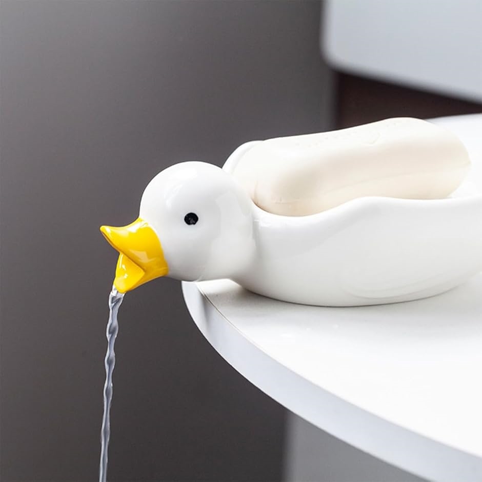 石鹸置き アヒル かわいい ソープディッシュ トレー 水が流れる 浴室