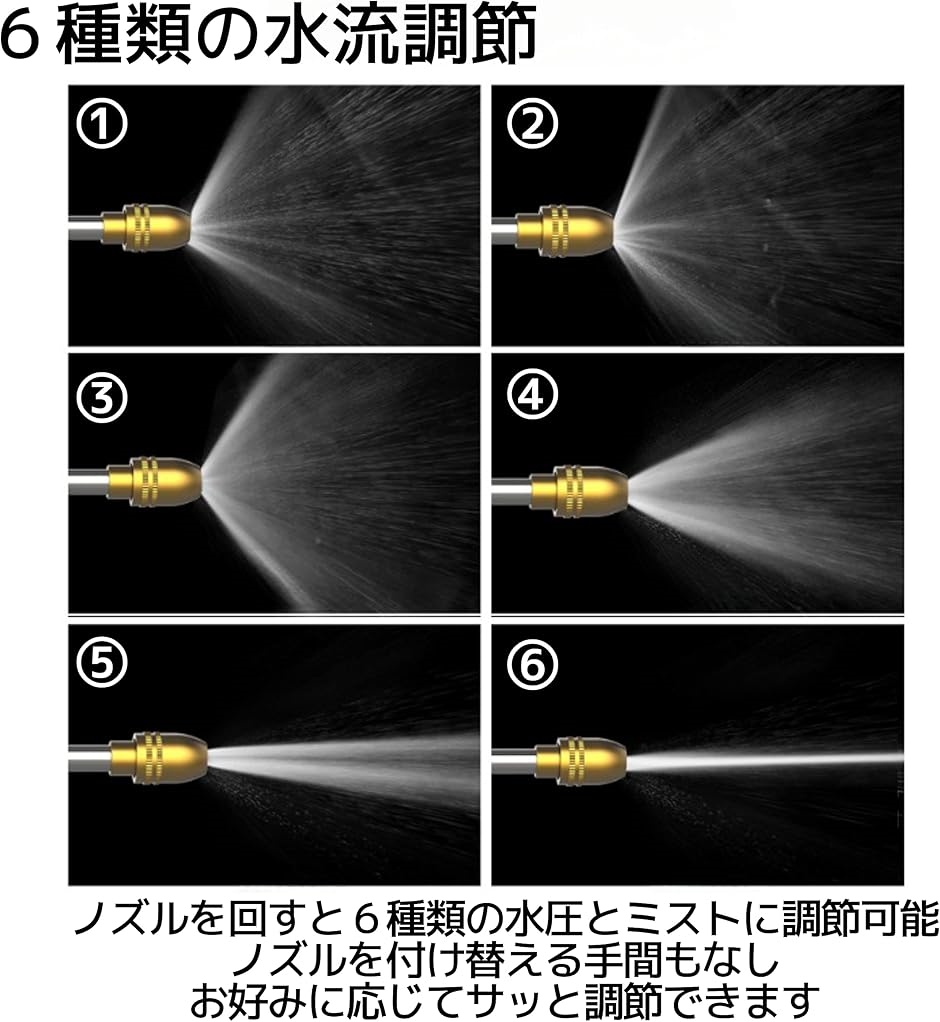 高圧 ノズルヘッド ウォーターガン 金属 散水ノズル 洗浄 防水 散水パターン 自由自在 ストレート 広範囲 洗車 掃除(シルバー) | ブランド登録なし | 02