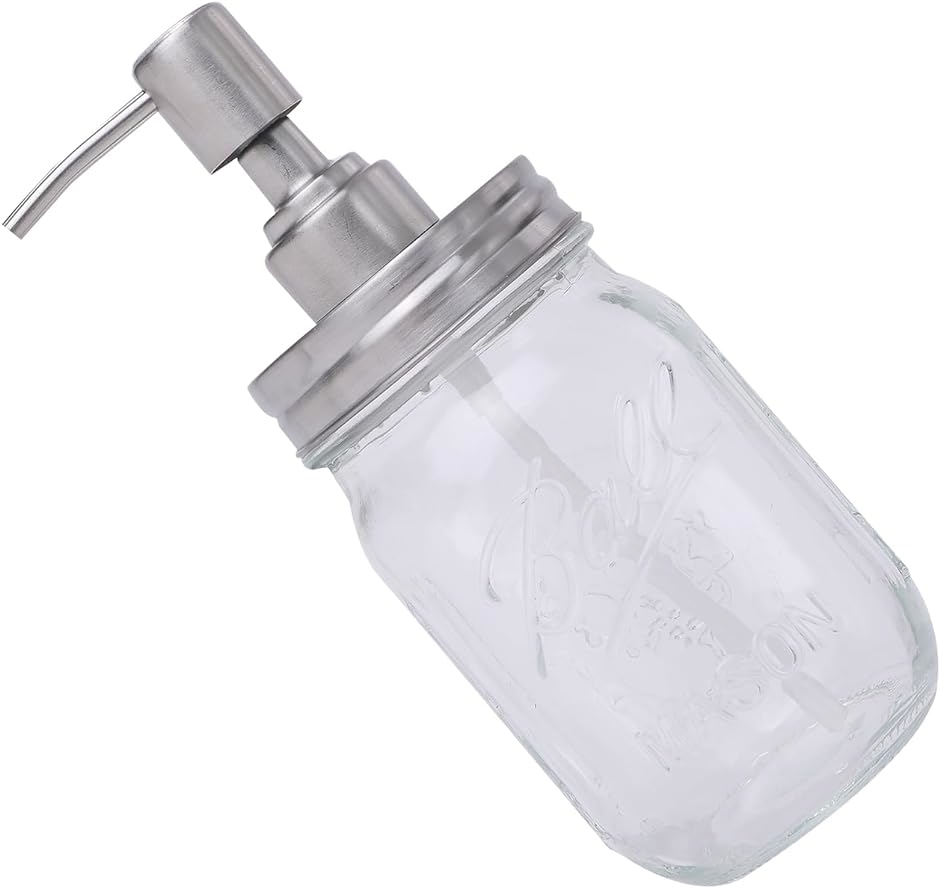 ソープディスペンサー 透明ガラス 液体ポンプ シャンプー 洗剤用容器 ボトル 詰替え容器 台所 バス( クリア,  8x19.2cm)｜horikku