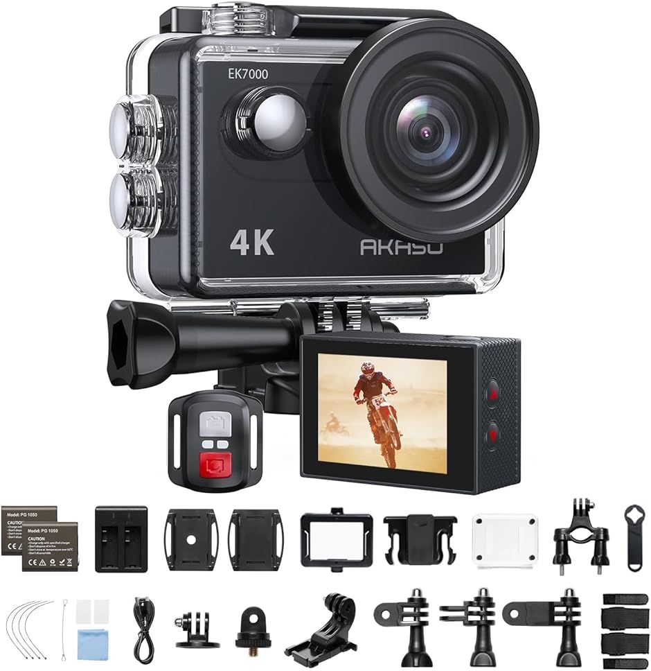 EK7000 アクションカメラ 4K30FPS 20MP 水中カメラ WiFi搭載 Type-C外部マイク対応 30M防水( ブラック)｜horikku