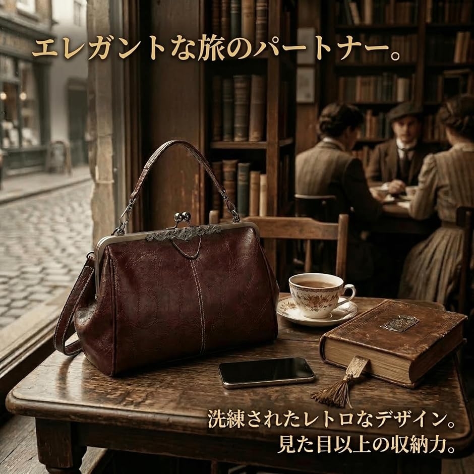 レディース ショルダーバッグ アンティーク レトロ 2way がま口 PU