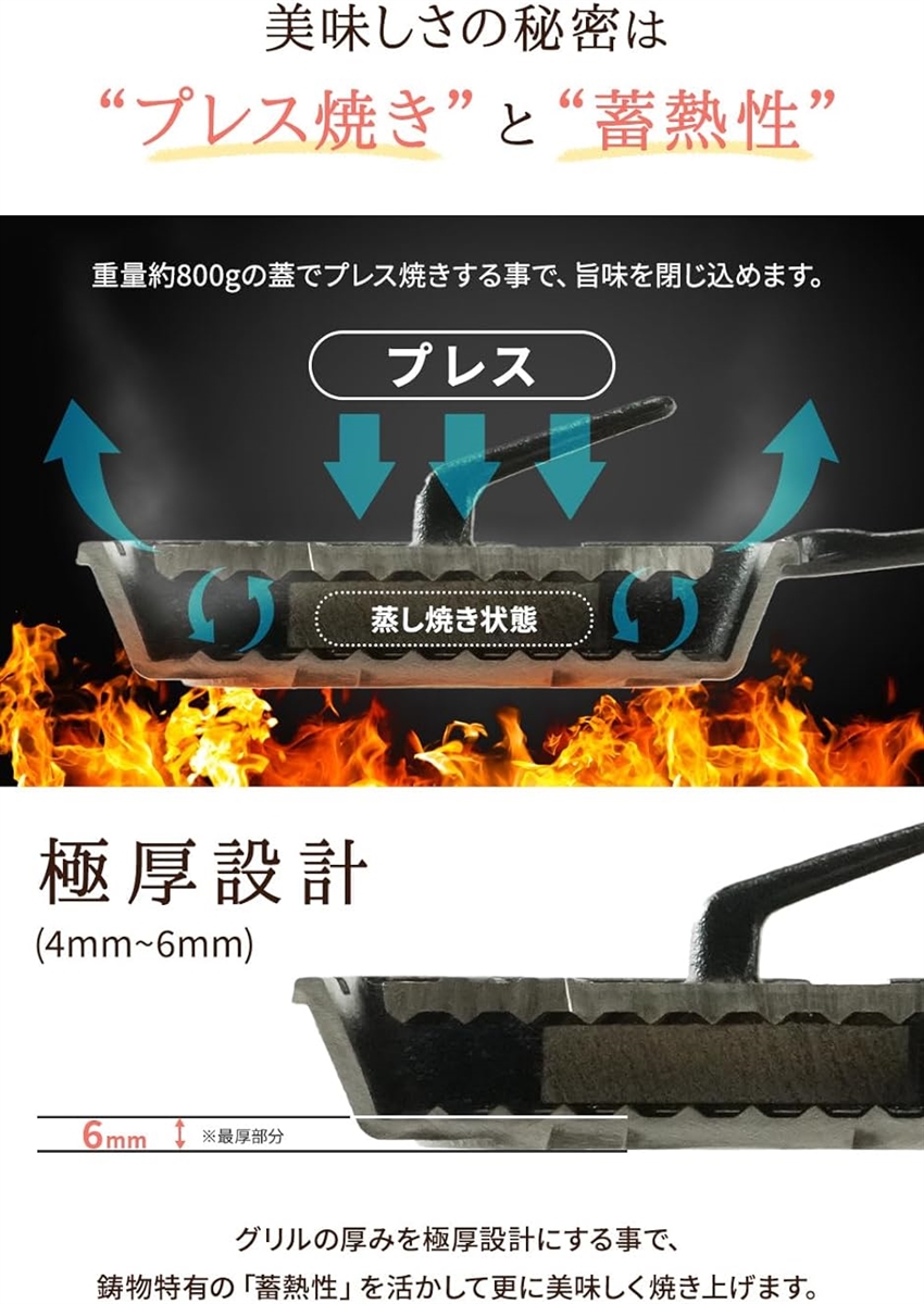 アサヒ プレスグリルパン ホットサンド 直火 ガス火 IH対応 鉄板 鋳物