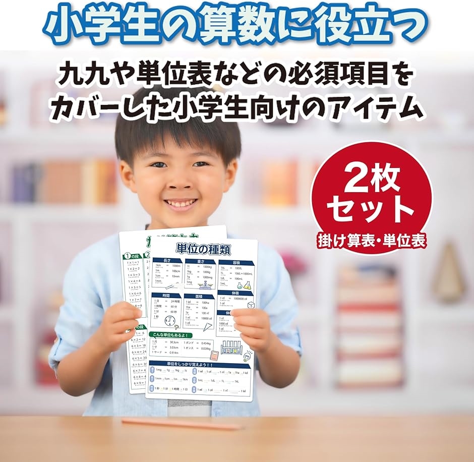 EdisonBrain 勉強下じき 掛け算 九九 算数 単位表 早見表 小学2年生