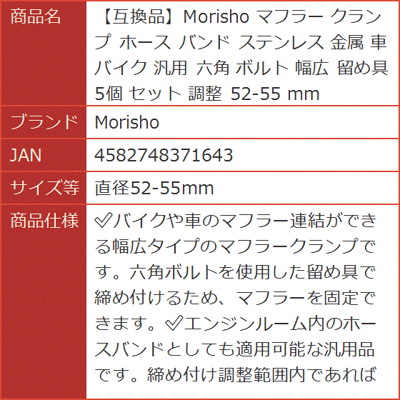 互換品】 マフラー クランプ ホース バンド ステンレス 金属 車 バイク