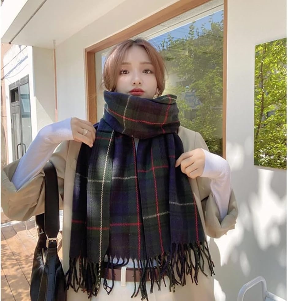 マフラー　メンズ　レディース　高品質　イギリス製　未使用　3 チェック　緑 Mulberry | オーバーサイズ チェック テクスチャード マフラー