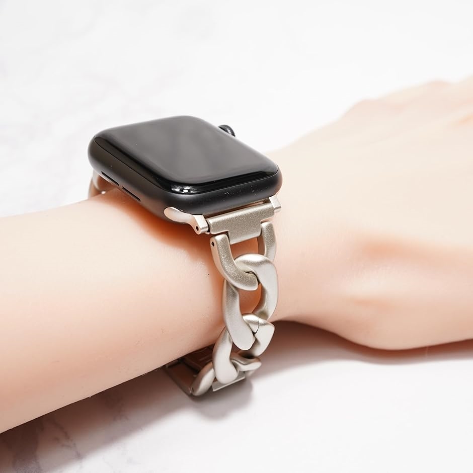 Apple watch チェーンバンド バタフライバックル おしゃれ アップル 