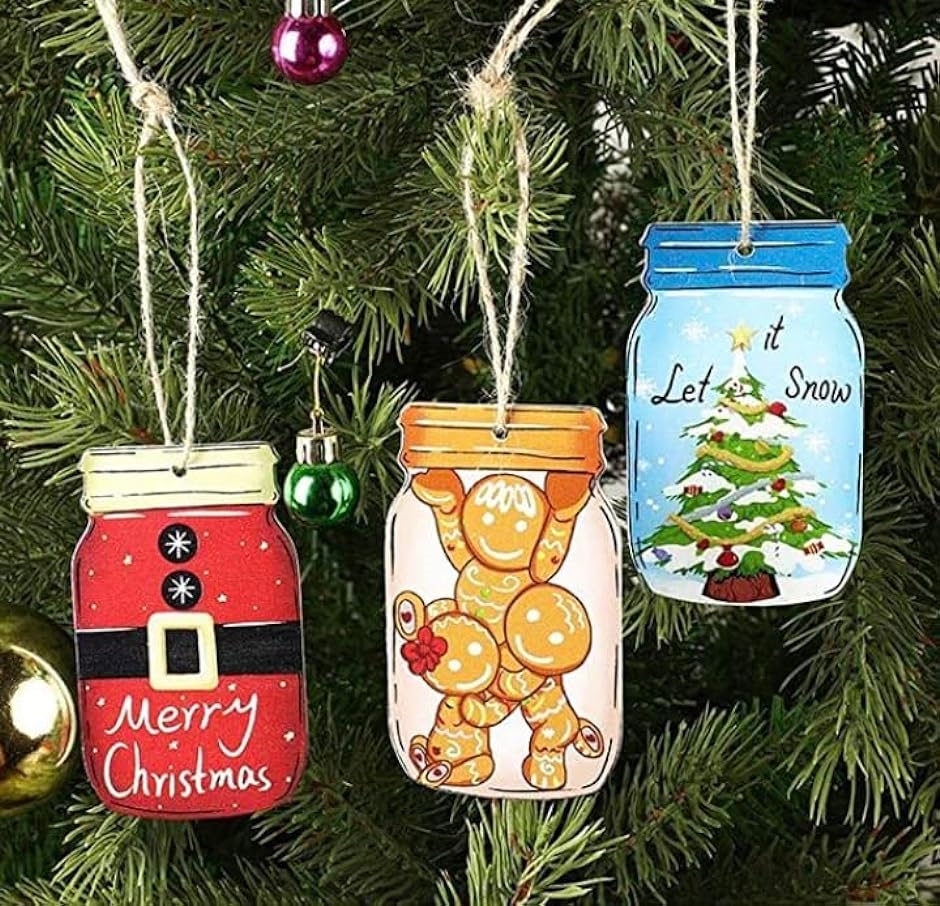 ムイビエンクリスマスツリーオーナメント 木製メイソンジャー型 36ピースセット