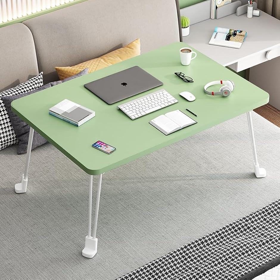 折り畳み テーブル パソコン座卓 一人暮らし 多機能 緑( グリーン,  長60x幅40cmx高さ29cm)