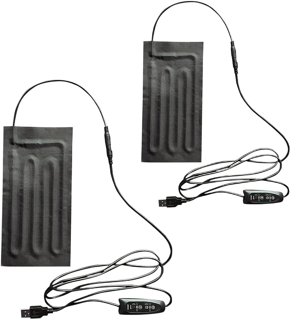 USBヒーター 発熱シート DC5V あんか カイロ 足元暖房 3段階温度調整 過熱保護 タイマー機能( Black,  ２セット)｜horikku