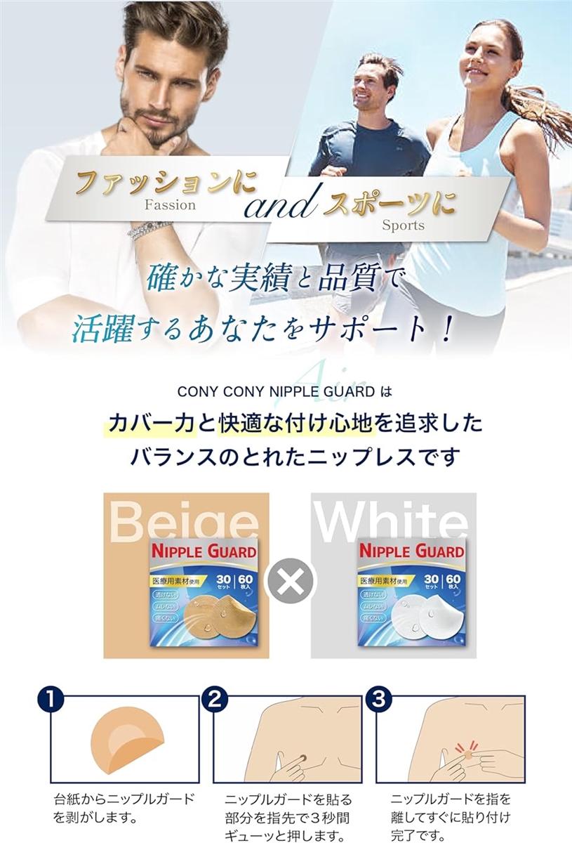 医師監修 NIPPLE GUARD ニップレス メンズ 肌に優しい 中央に