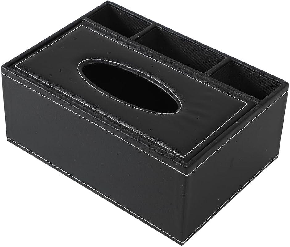 AllBright ティッシュケース リモコンスタンド ホルダー テーブル 収納(ブラック,  24.5L x 13W x 10H)