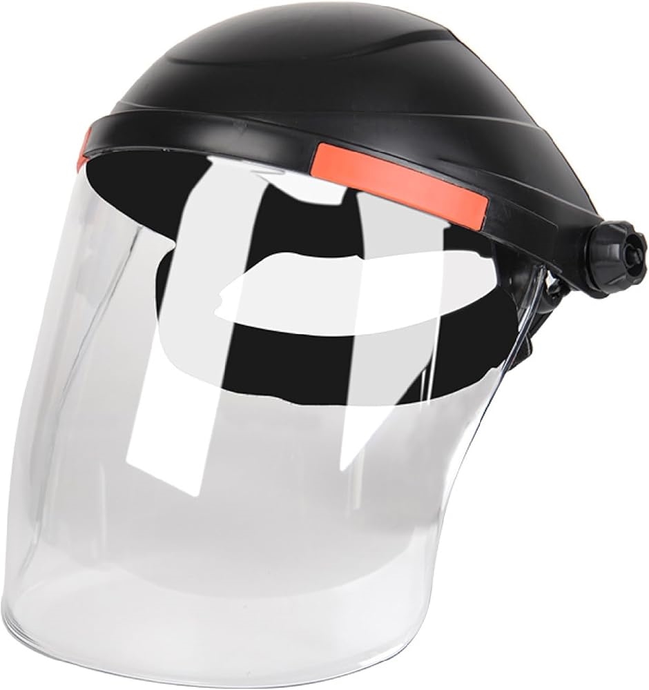 福ちゃん ヘルメット￼内装パット外し洗えるブラック フェイスシールド￼ 透明 フェイスガード シールド 草刈り 顔ガード 作業用 防災面