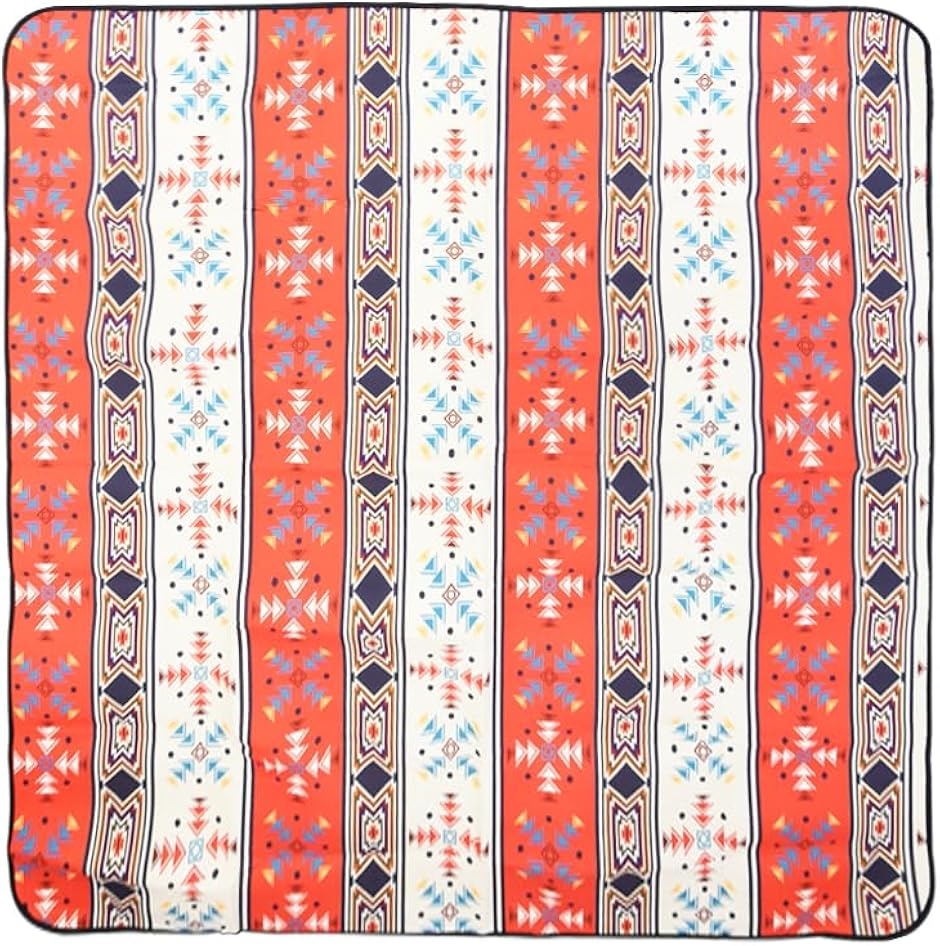 レジャーシート厚手 防湿 防水 大判 200x200cm 折り畳み ペルシャ風 キャンプ( レッド)