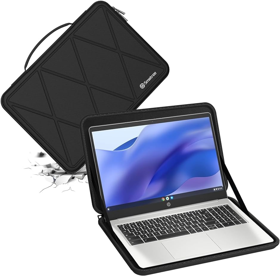 ハードEVA保護スリーブケース 15.6インチ HP Chromebook MDM( Black,  For HP 15.6インチ（M87）)
