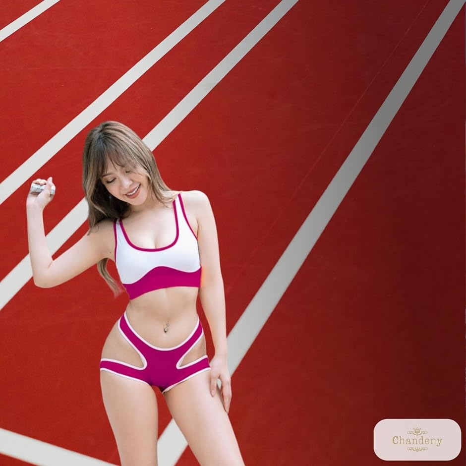 女子陸上　エロ 陸上競技 コスプレ セクシー スポーツ ユニフォーム 陸上女子 スポーツブラ 2点セット( ローズレッド, M) : スピード発送 ホリック - 通販  - Yahoo!ショッピング