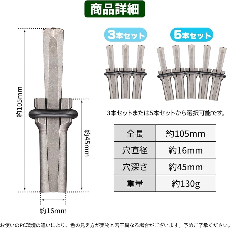 セリ矢 ストーン スプリッター コンクリート 石割り 道具 くさび 楔 打ち込み ゴム ハンマー ドリル ビット 16mm( 16mm)｜horikku｜06