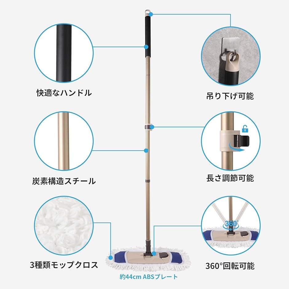 フロアモップ 水拭き 乾拭き 掃除モップ 業務...の詳細画像4